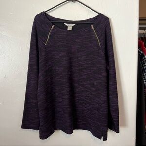 Christopher & Banks Purple Sweatshirt with Zipper Details Size XL Petite